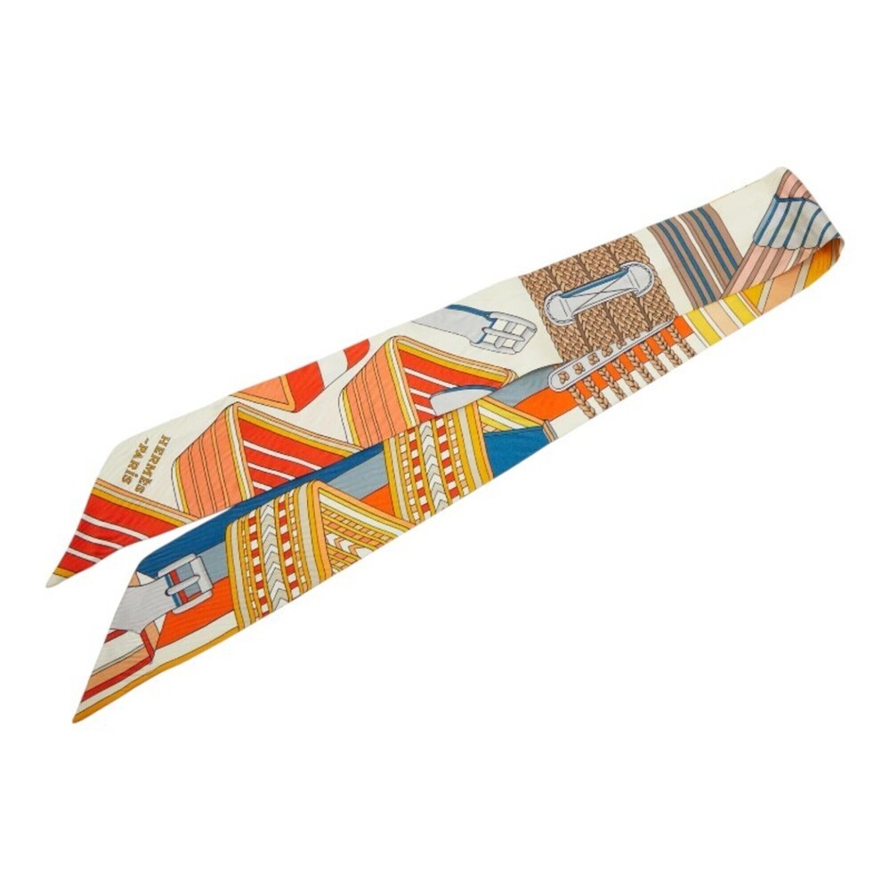Hermes Twilly SANGLES EN ZIGZAG (Zigzag Scarf) Muffler, Beige Multicolor, Wom...